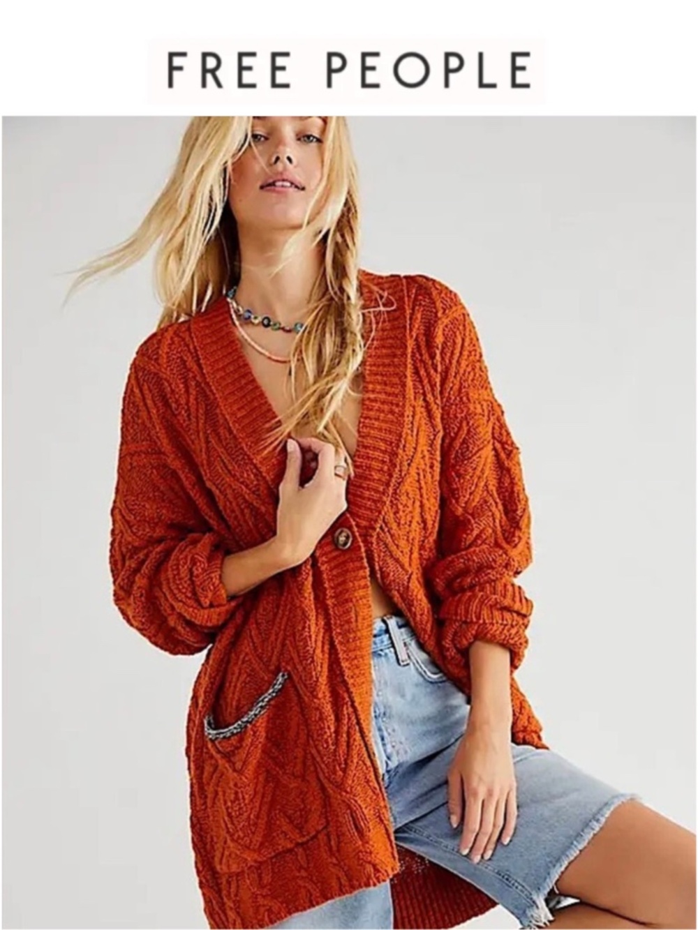Free People Montana Cable Knit Cardigan